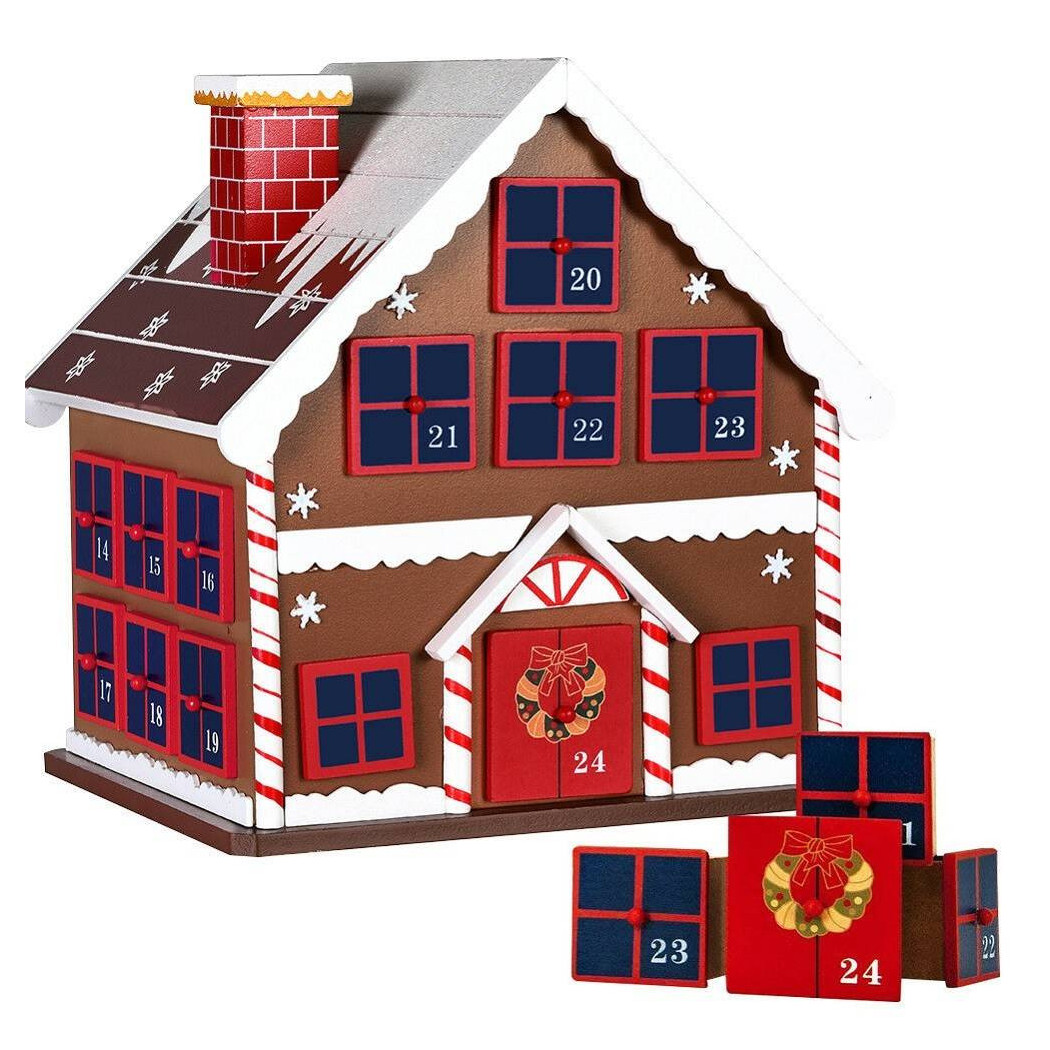 foto del prodotto trade shop calendario avvento di natale casetta in legno 24 cassetti decorazioni natalizie 
