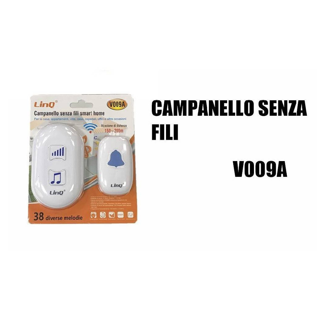 foto del prodotto trade shop campanello senza fili con ricevitore smart home 200 300 metri spazi aperti v009a 