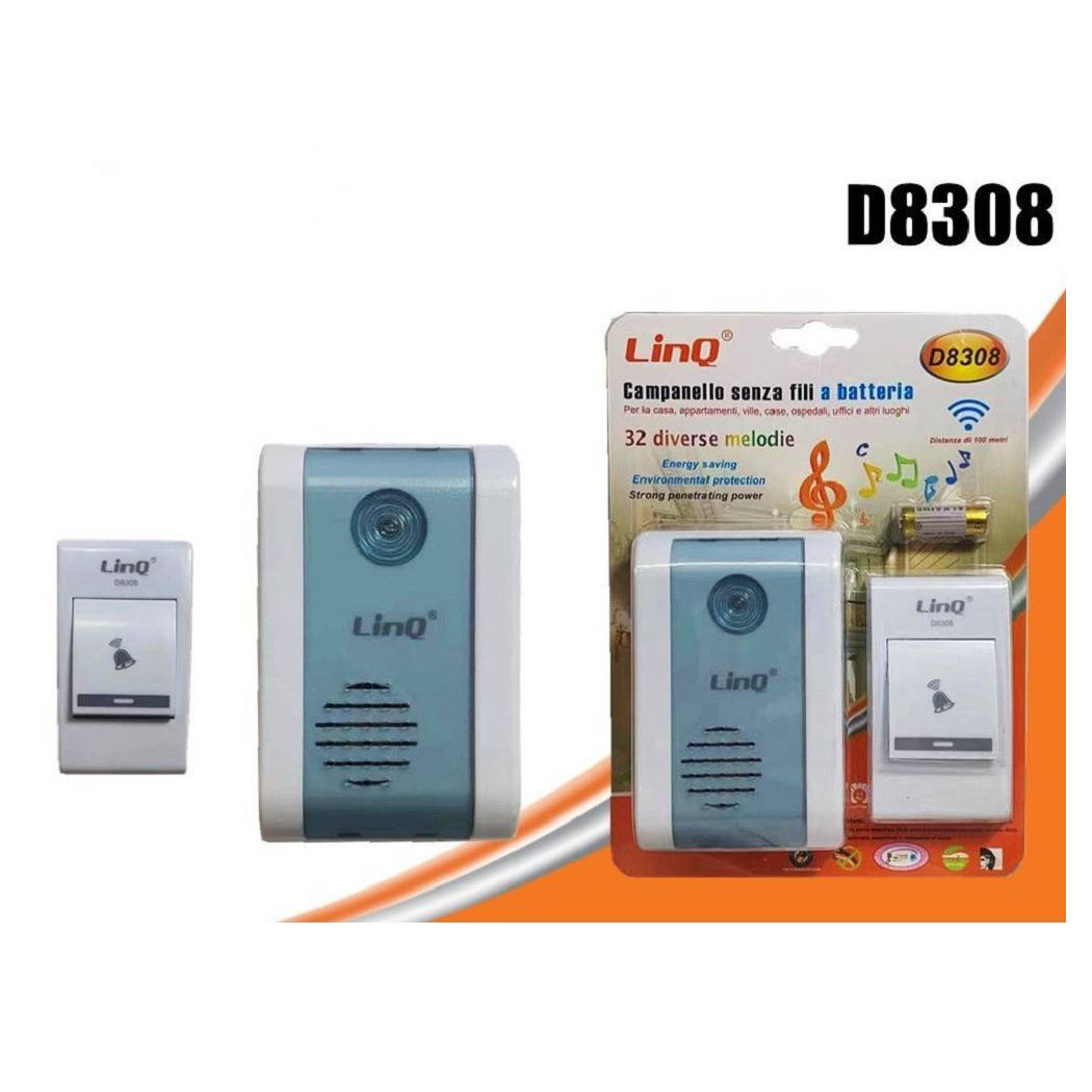 foto del prodotto trade shop campanello wireless a batteria senza fili 32 melodie distanza 100mt casa porta d8308 