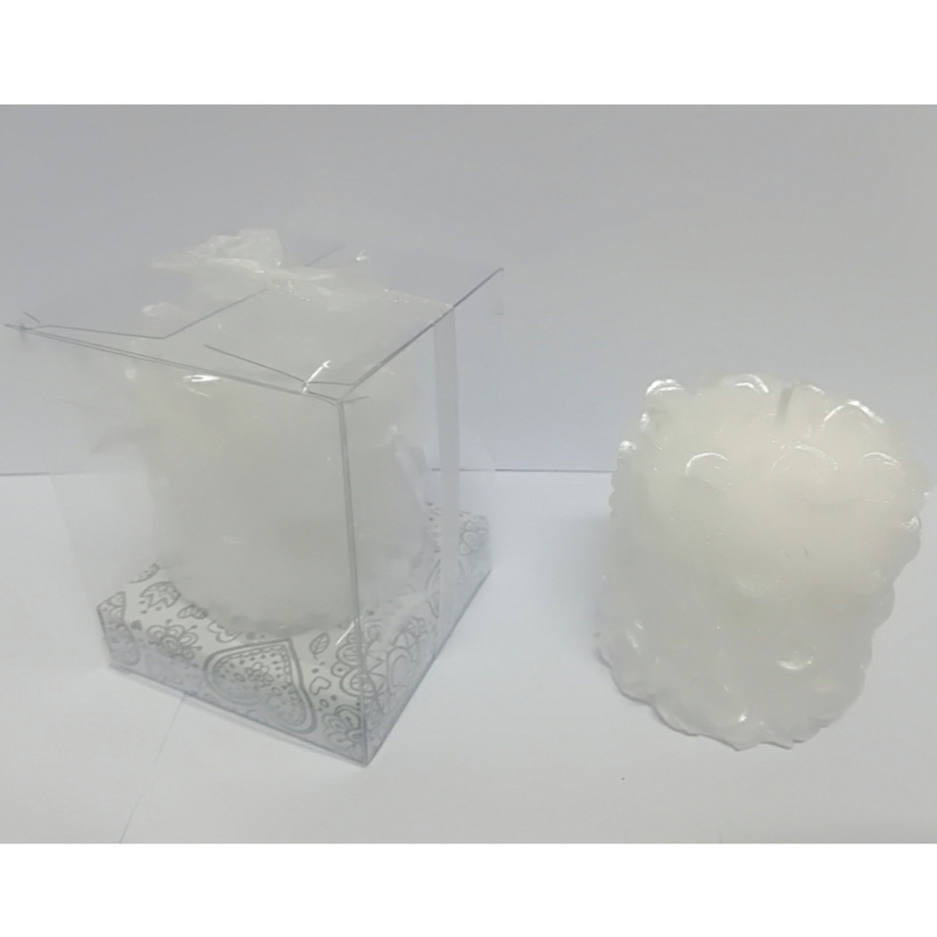 foto del prodotto trade shop candela cilindro effetto perla bianco 6.5x7cm confezione bomboniera matrimonio 