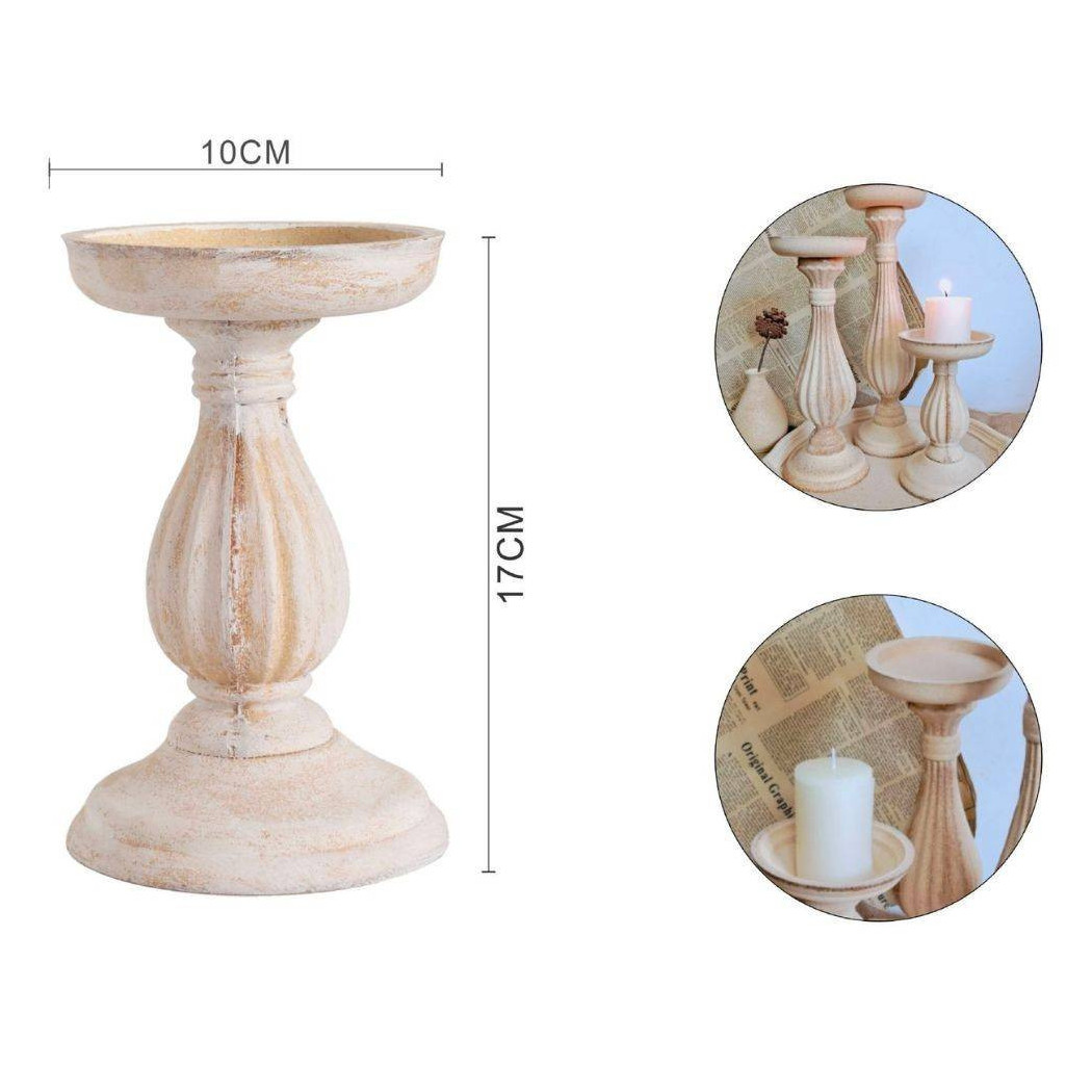 foto del prodotto trade shop candelabro candeliere effetto vintage beige porta candele 10x17 oggetto natale 