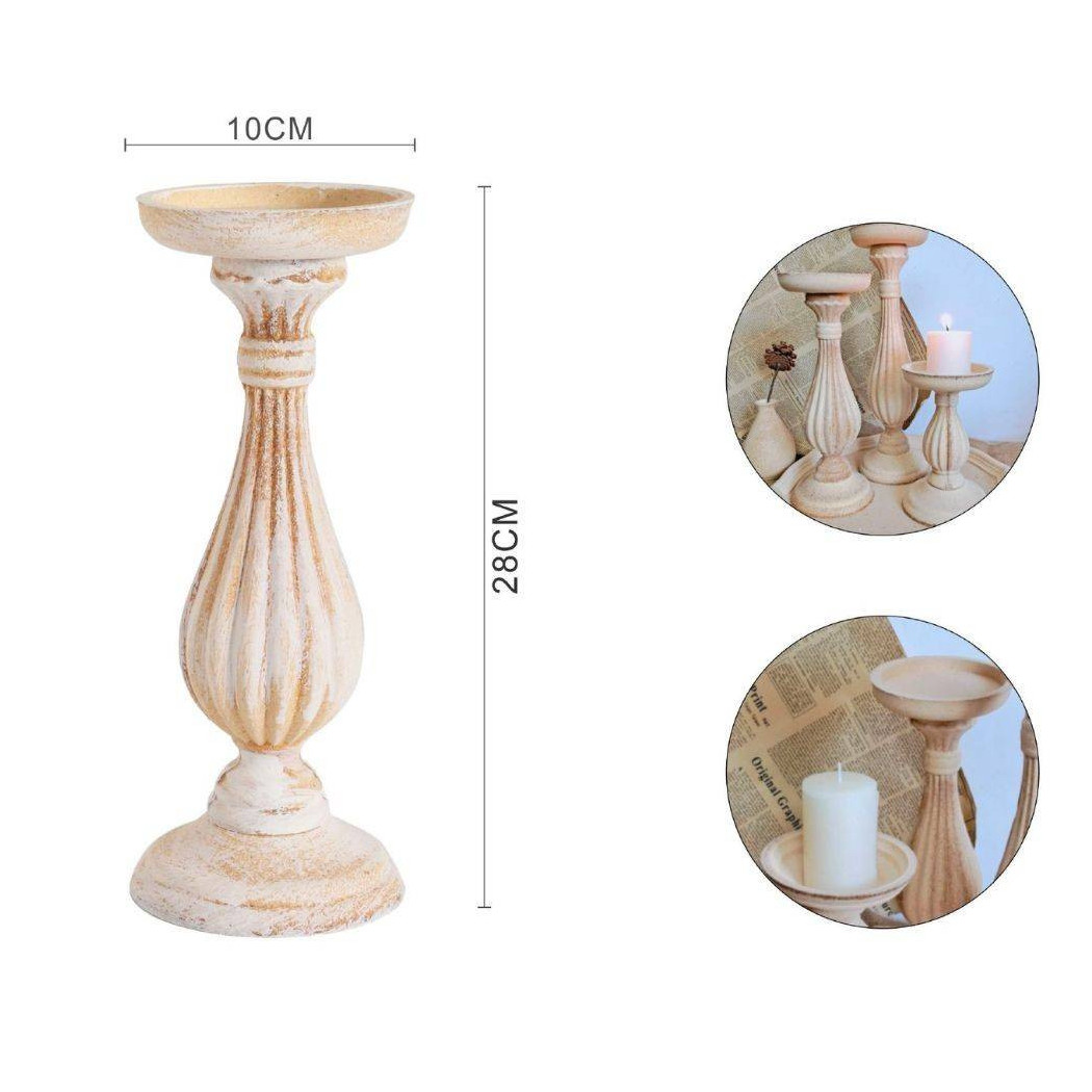 foto del prodotto trade shop candelabro candeliere effetto vintage beige porta candele 10x28 oggetto natale 