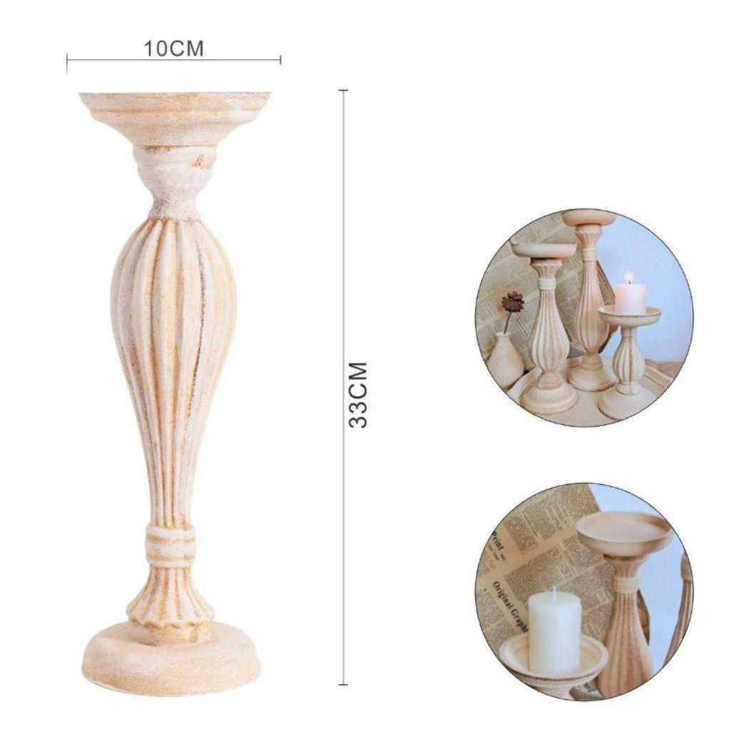 foto del prodotto trade shop candelabro candeliere effetto vintage beige porta candele 10x33 oggetto natale 