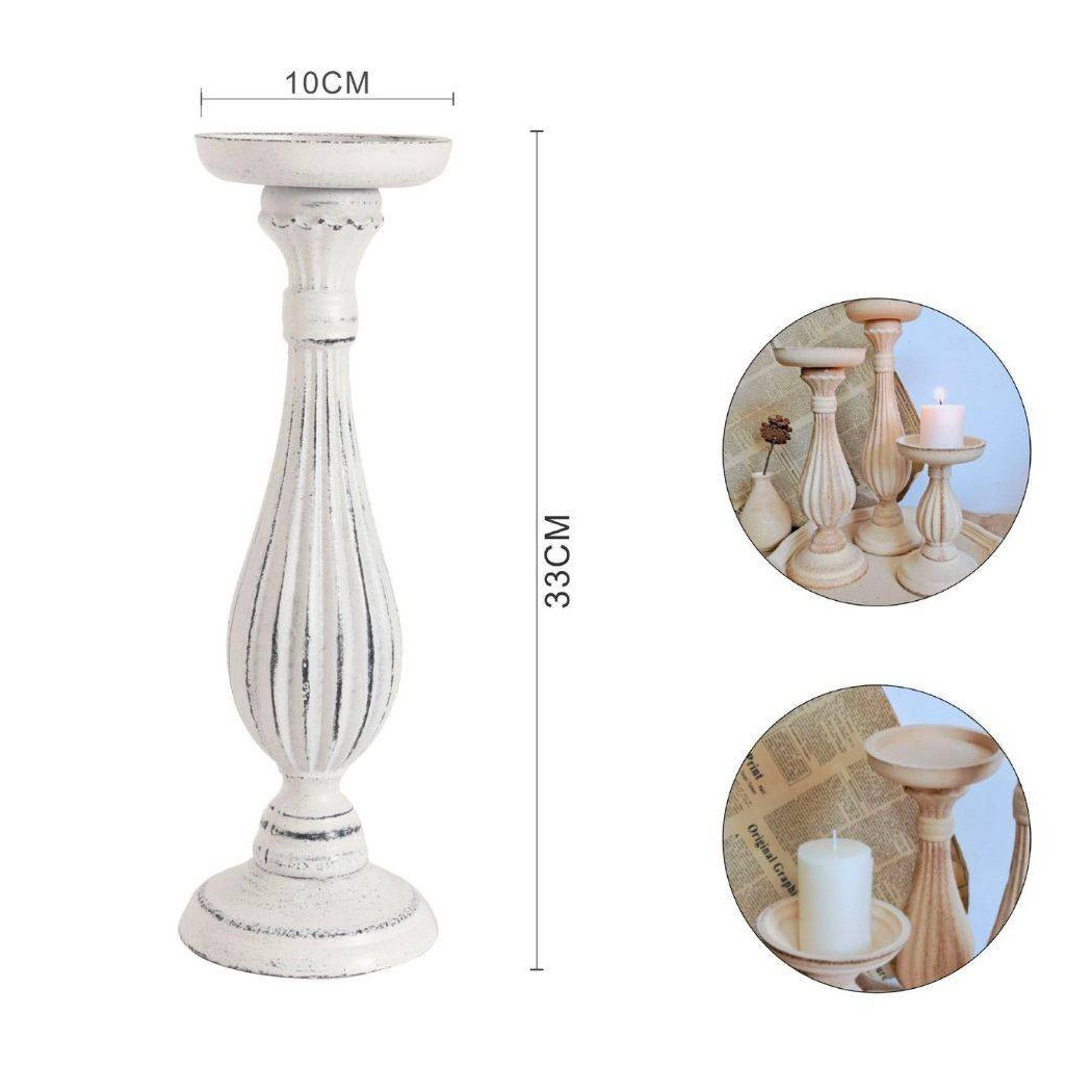 foto del prodotto trade shop candelabro candeliere effetto vintage bianco porta candele 10x33 oggetto natale 