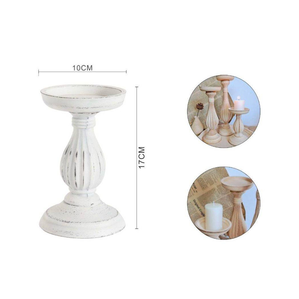 foto del prodotto trade shop candelabro candeliere effetto vintage bianco porta candele atmosfera natalizia 