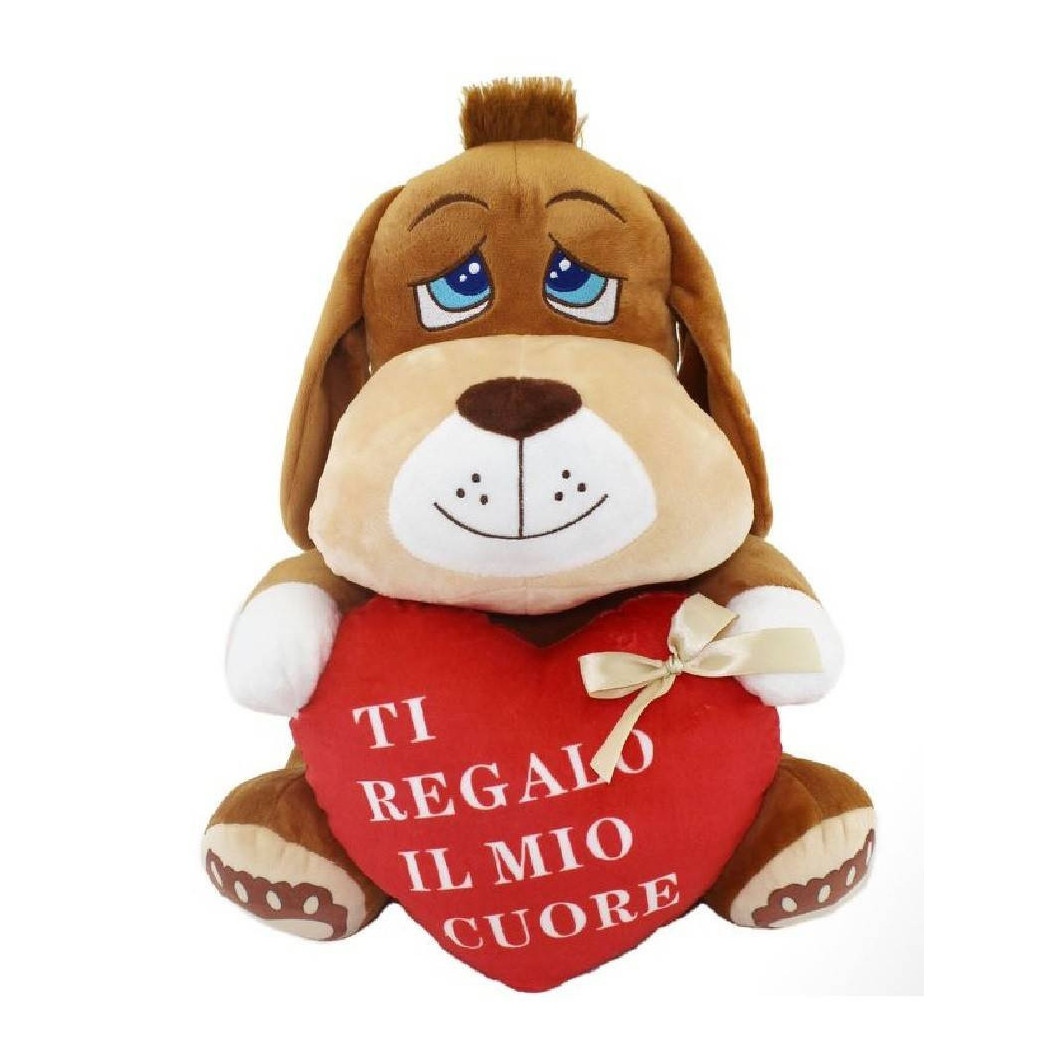 foto del prodotto trade shop cane peluche 35cm con cuore scritta quot ti regalo il mio cuore quot san valentino 67778 