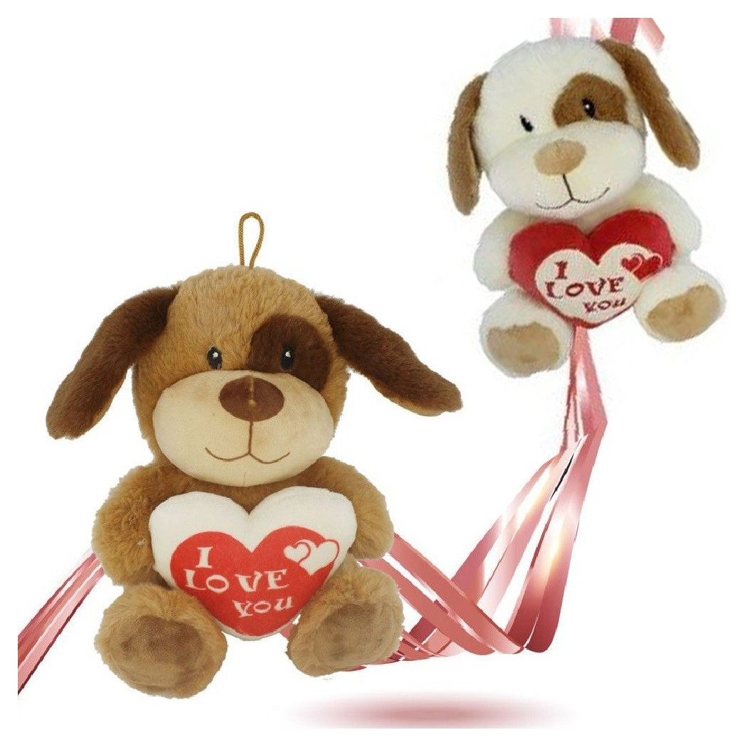 foto del prodotto trade shop cane peluche con cuore scritta quot i love you quot 22cm con laccio san valentino 93697 
