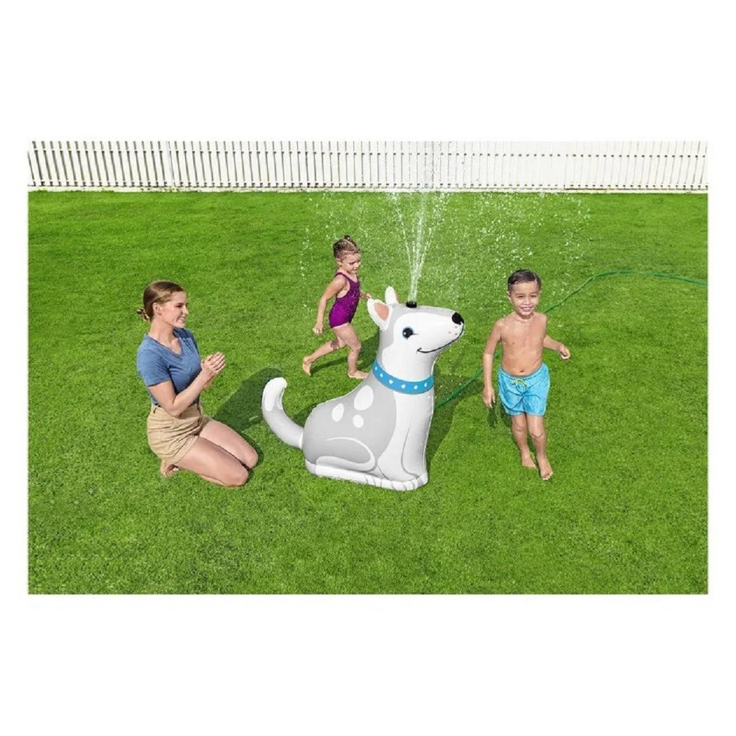 foto del prodotto trade shop cane spruzza acqua irrigatore gioco gonfiabile happy husky 112x44x100 cm 52570 