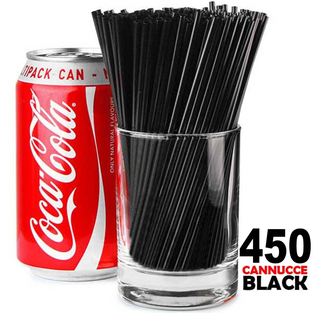 foto del prodotto trade shop cannucce bar nere 450 pezzi in display box lunghezza 20cm colore nero black 