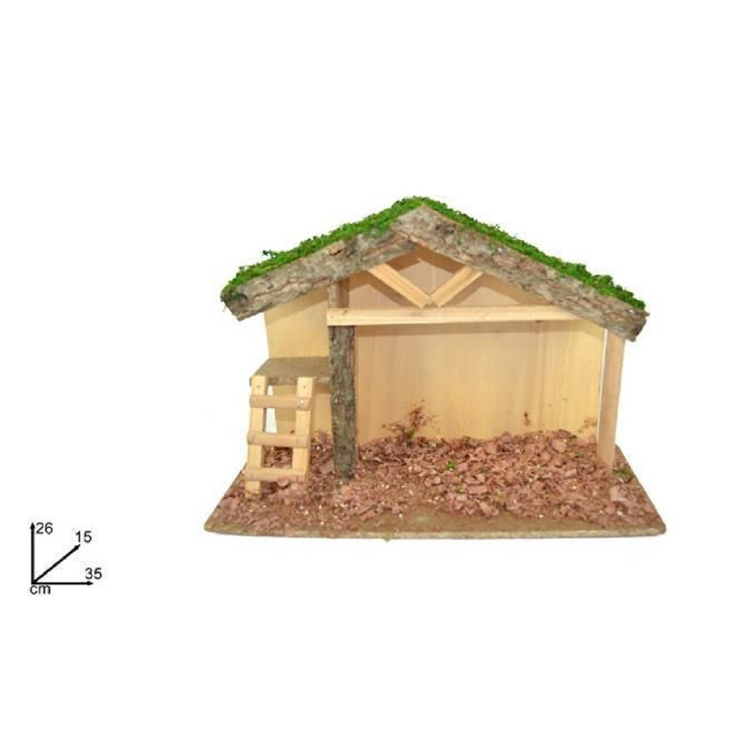 foto del prodotto trade shop capanna con soppalco scaletta con truciolo 35x26x15cm presepe decorazione natale 