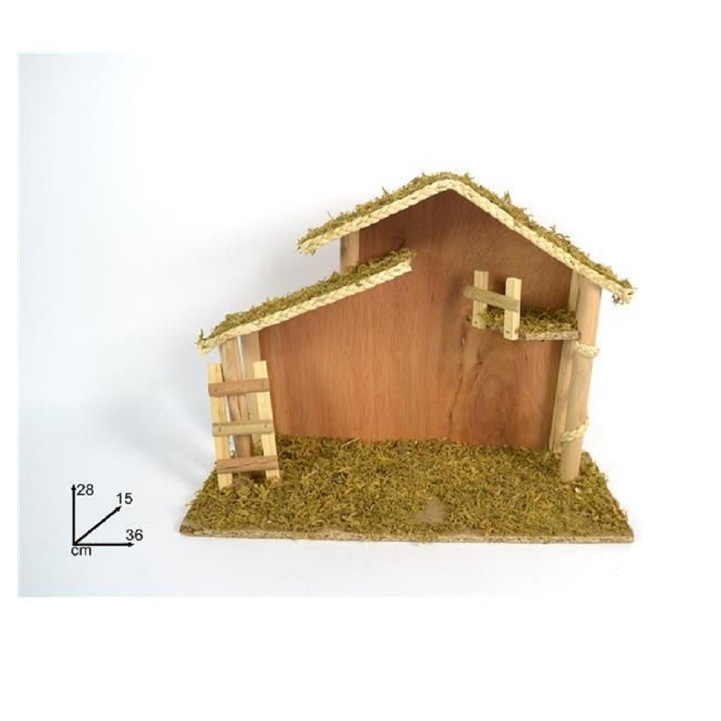 foto del prodotto trade shop capanna vuota con scaletta muschio 36x28x15cm presepe addobbo decorazione natale 