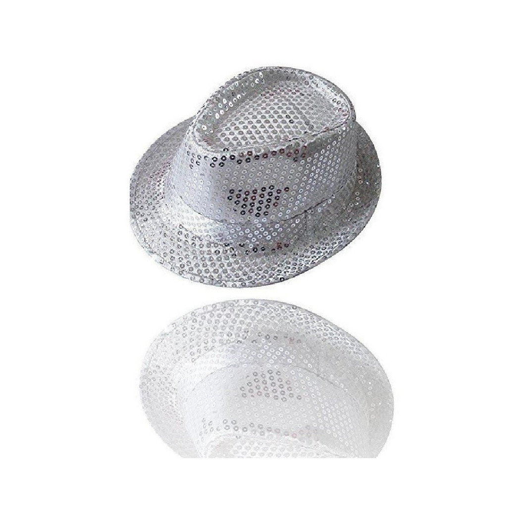 foto del prodotto trade shop cappello borsalino paillettes argento spettacolo teatro paillette uomo donna 