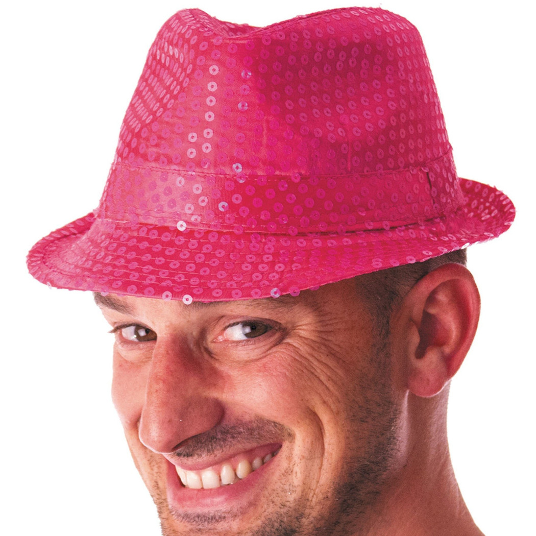 foto del prodotto trade shop cappello borsalino paillettes fucsia spettacolo teatro paillette uomo donna 