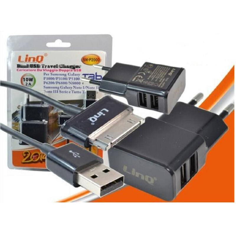 foto del prodotto trade shop caricabatteria casa 2 usb 2.1a sm p2000 per samsung galaxy tab p1000 p3100 p5100 