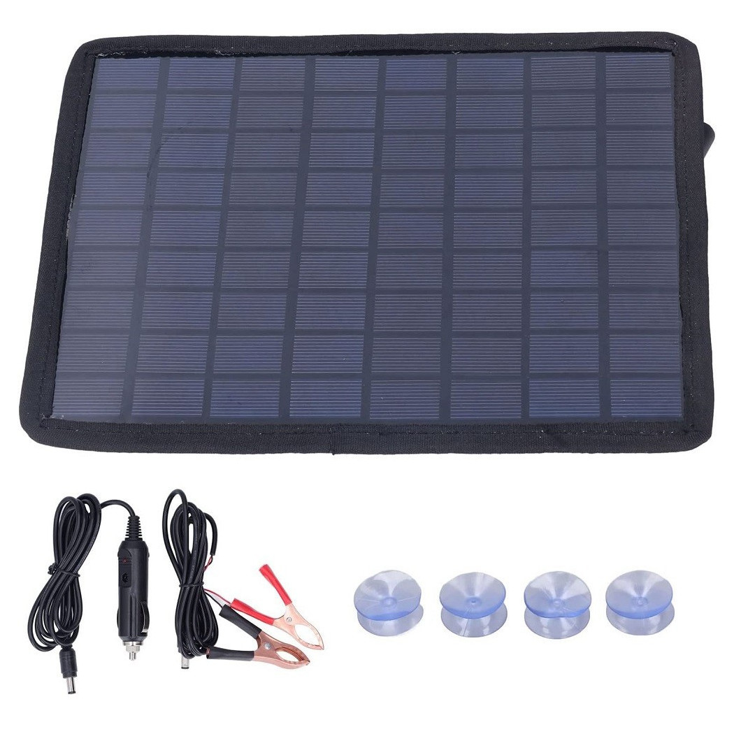 foto del prodotto trade shop caricabatteria da pannello solare da 6w 18v da auto portatile da 12v ricarica 