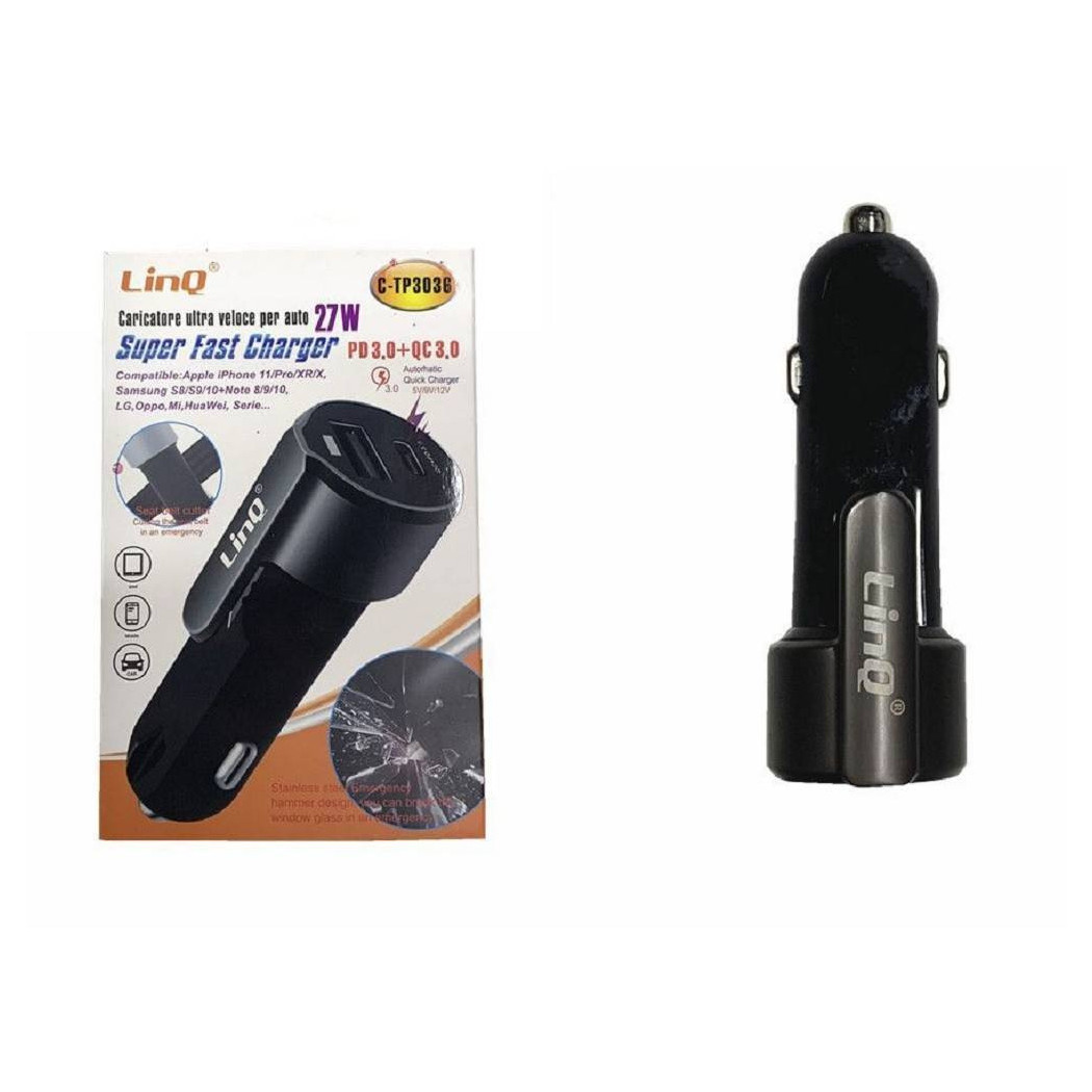 foto del prodotto trade shop caricabatterie adattatore caricatore rapido auto pd qc3.0 super fast 27w c tp3036 