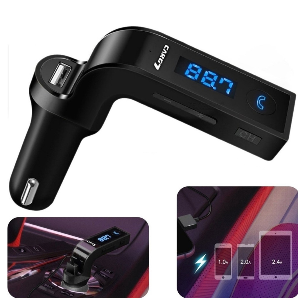 foto del prodotto trade shop caricabatterie carg7 auto trasmettitore bluetooth usb tf card android ios tablet 