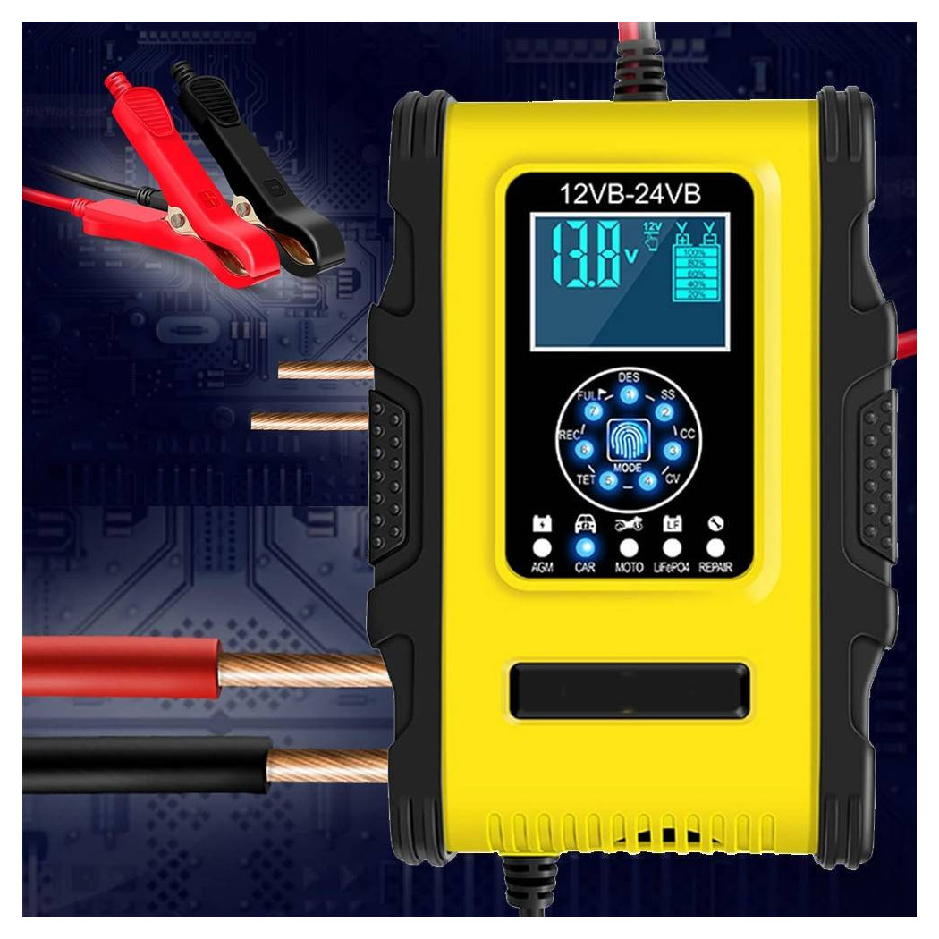 foto del prodotto trade shop caricabatterie intelligente avviatore emergenza batteria auto 12v 18a 24v 9a tk500 