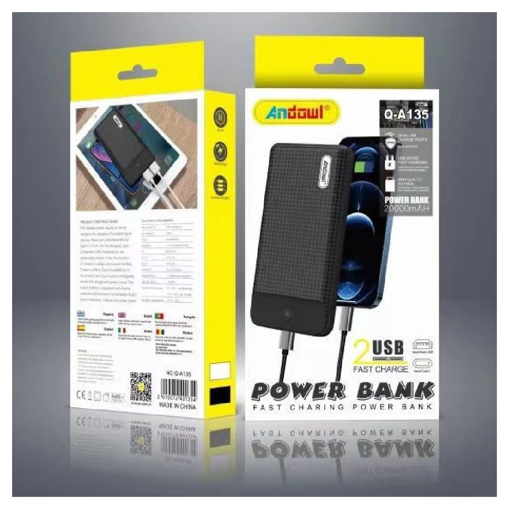 foto del prodotto trade shop caricatore portatile powerbank 4in1 usb batteria 20000mah q a135 ricarica veloce 
