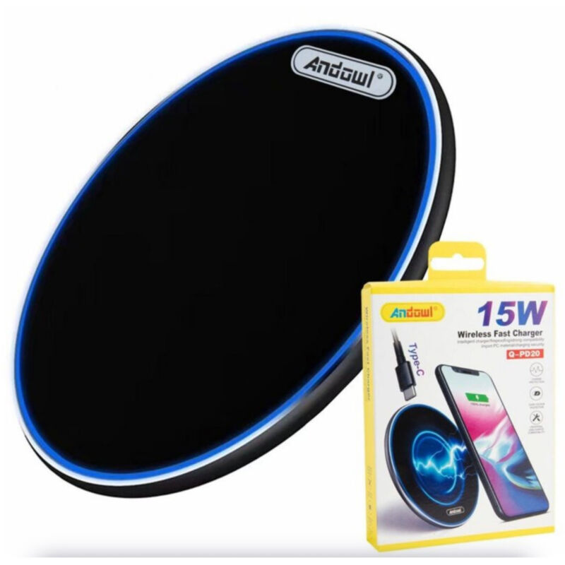 foto del prodotto trade shop caricatore wireless pad di ricarica rapida 15w accessorio per smartphone q pd20 