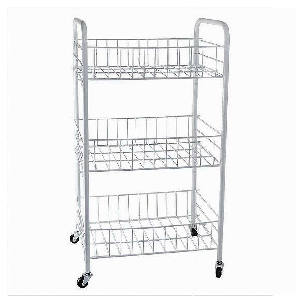 foto del prodotto trade shop carrello in metallo da bagno portaoggetti 3 ripiani porta oggetti con ruote 52531 