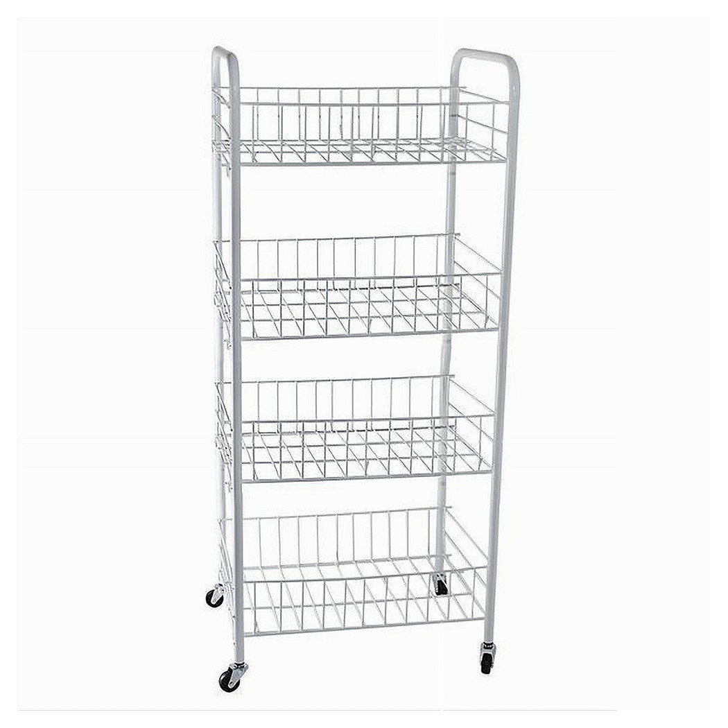 foto del prodotto trade shop carrello in metallo da bagno portaoggetti 4 ripiani porta oggetti con ruote 52532 