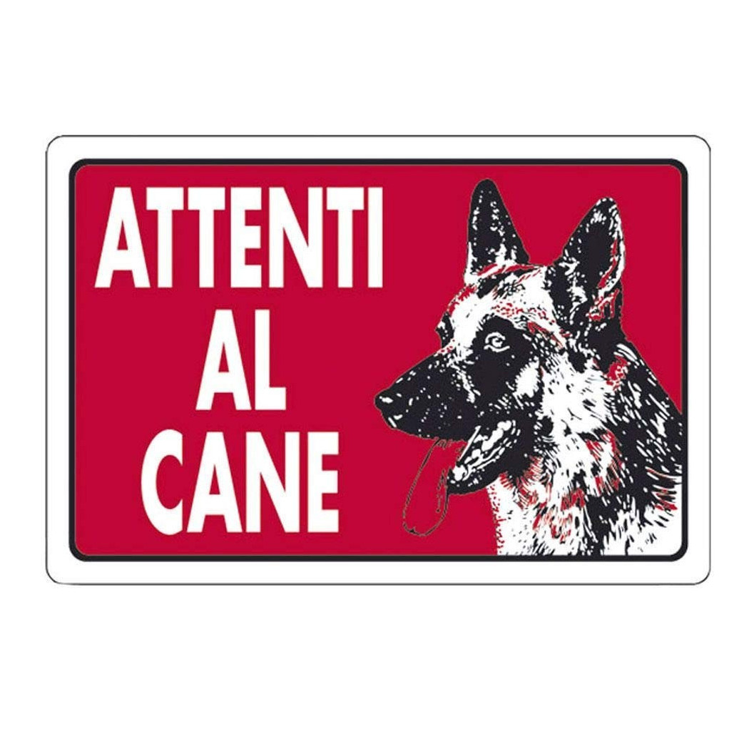 foto del prodotto trade shop cartello attenti al cane rosso segnaletica 10x20cm avvertimento land 82191 