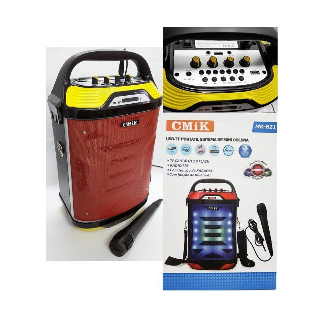 foto del prodotto trade shop cassa hifi altoparlante portatile bluetooth con microfono e telecomando mp3 usb 