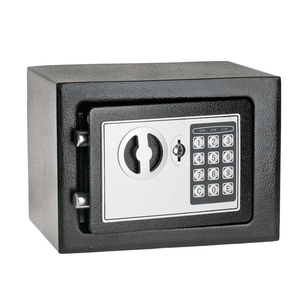 foto del prodotto trade shop - cassaforte digitale in acciaio con tastierino e chiave per l'apertura manuale -