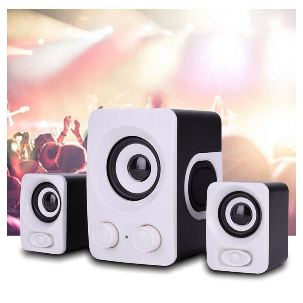 foto del prodotto trade shop casse acustiche pc 2.1 speaker audio musica mp3 tv aux desktop notebook ft q7 