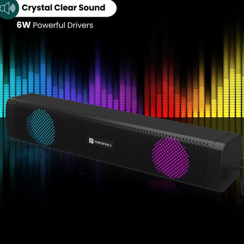 foto del prodotto trade shop casse audio soundbar aux usb speaker altoparlanti con luce rgb per pc notebook 