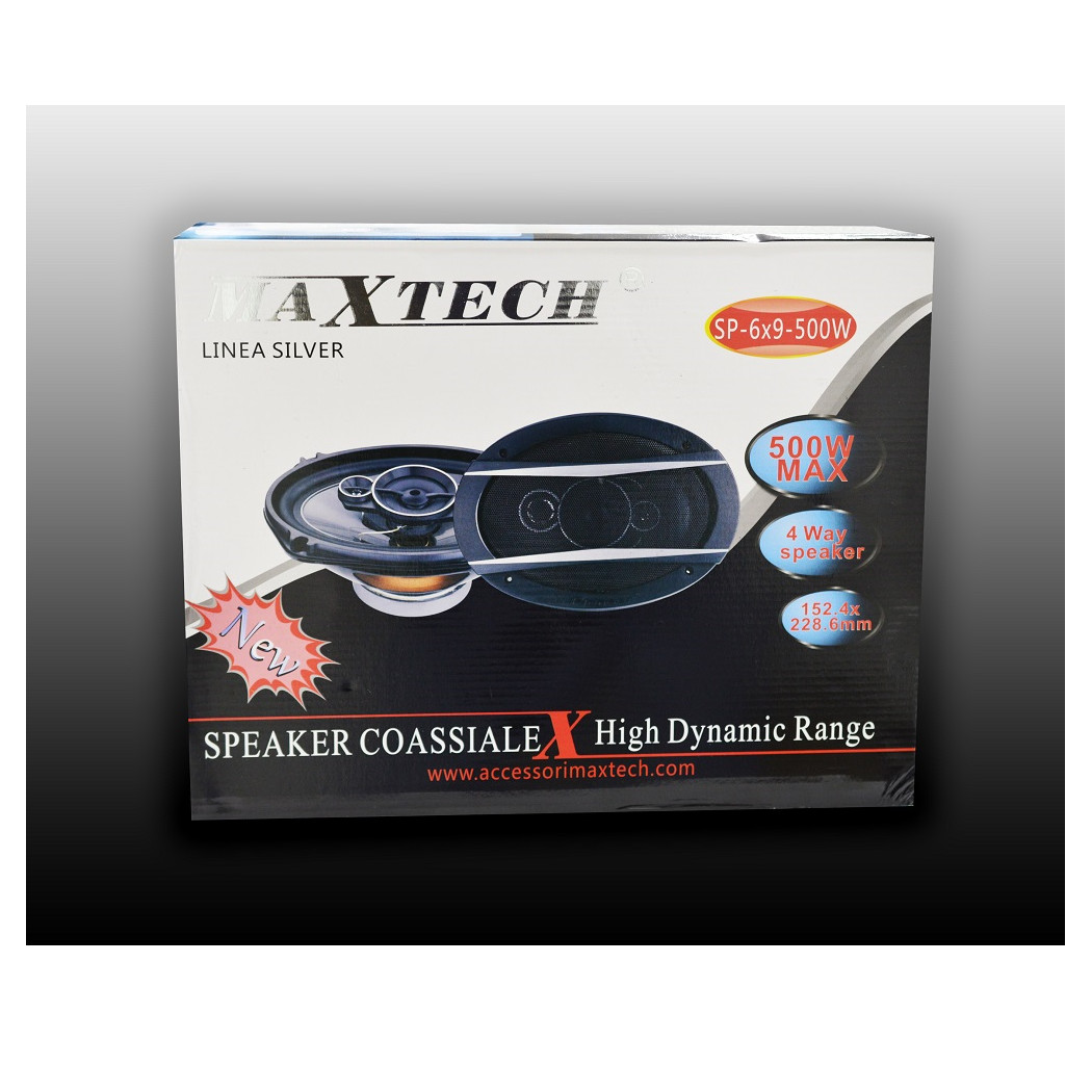foto del prodotto trade shop casse auto 500w 4 vie 6x9 coppia altoparlanti coassiali stereo maxtech sp 6x9 500w 