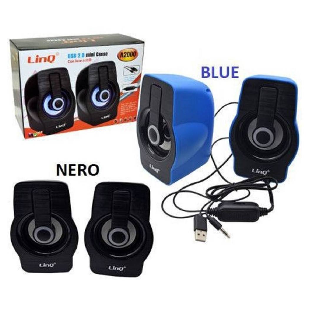 foto del prodotto trade shop casse usb 2.0 mini speaker altoparlanti con luce led pc notebook netbook a2000 