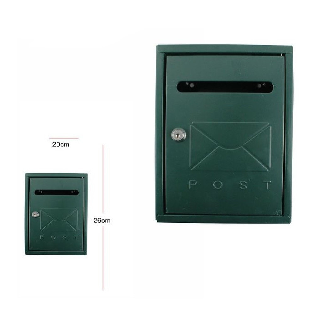 foto del prodotto trade shop cassetta della posta postale box lettere in metallo esterno verde 26x20cm 64915 