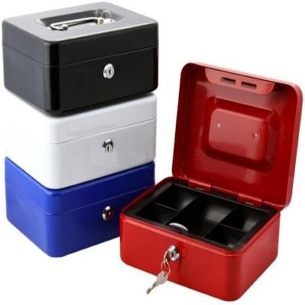 foto del prodotto trade shop cassetta di sicurezza in ferro porta valori portamonete cassetto 125x95x60 mm 