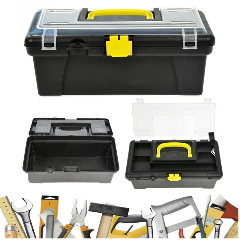 foto del prodotto trade shop cassetta portautensili 2 scomparti in plastica valigetta attrezzi minuterie 30cm 