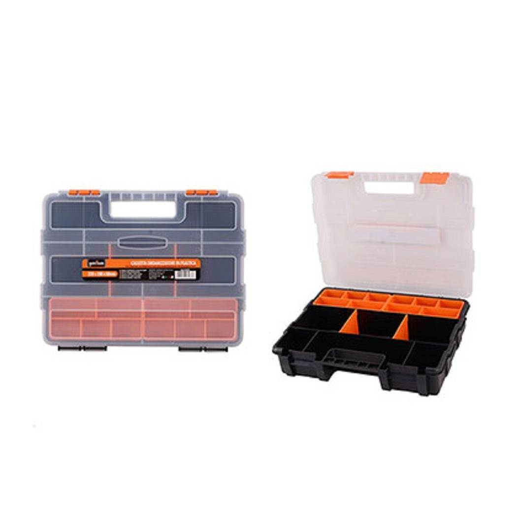 foto del prodotto trade shop cassetta portautensili 21 scomparti 2 vassoi estraibili organizer minuteria 93087 