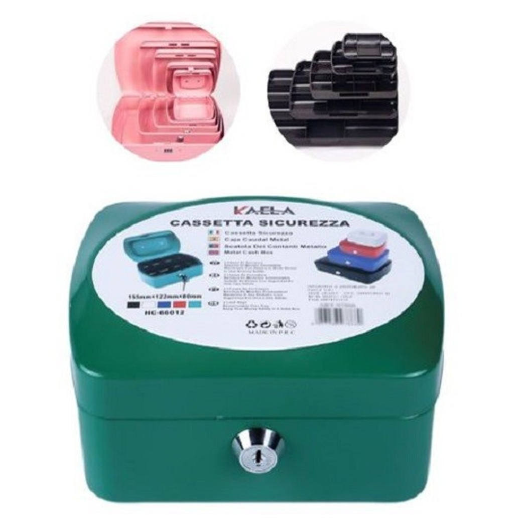 foto del prodotto trade shop - cassetta portavalori cassaforte di sicurezza in metallo chiavi 20x16x9cm 56835 -