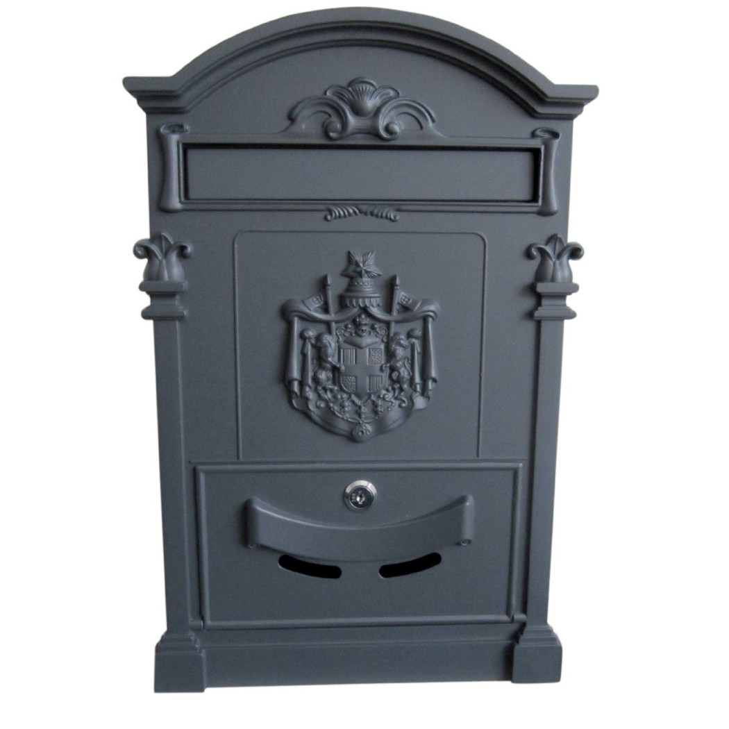 foto del prodotto trade shop cassetta postale buca lettere in stile antico classico in alluminio verniciato grigio