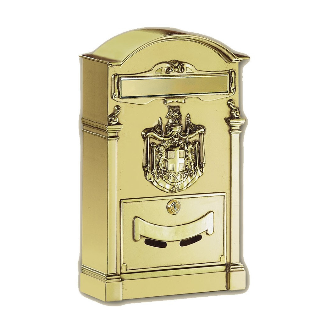 foto del prodotto trade shop cassetta postale buca lettere in stile antico classico in alluminio verniciato oro
