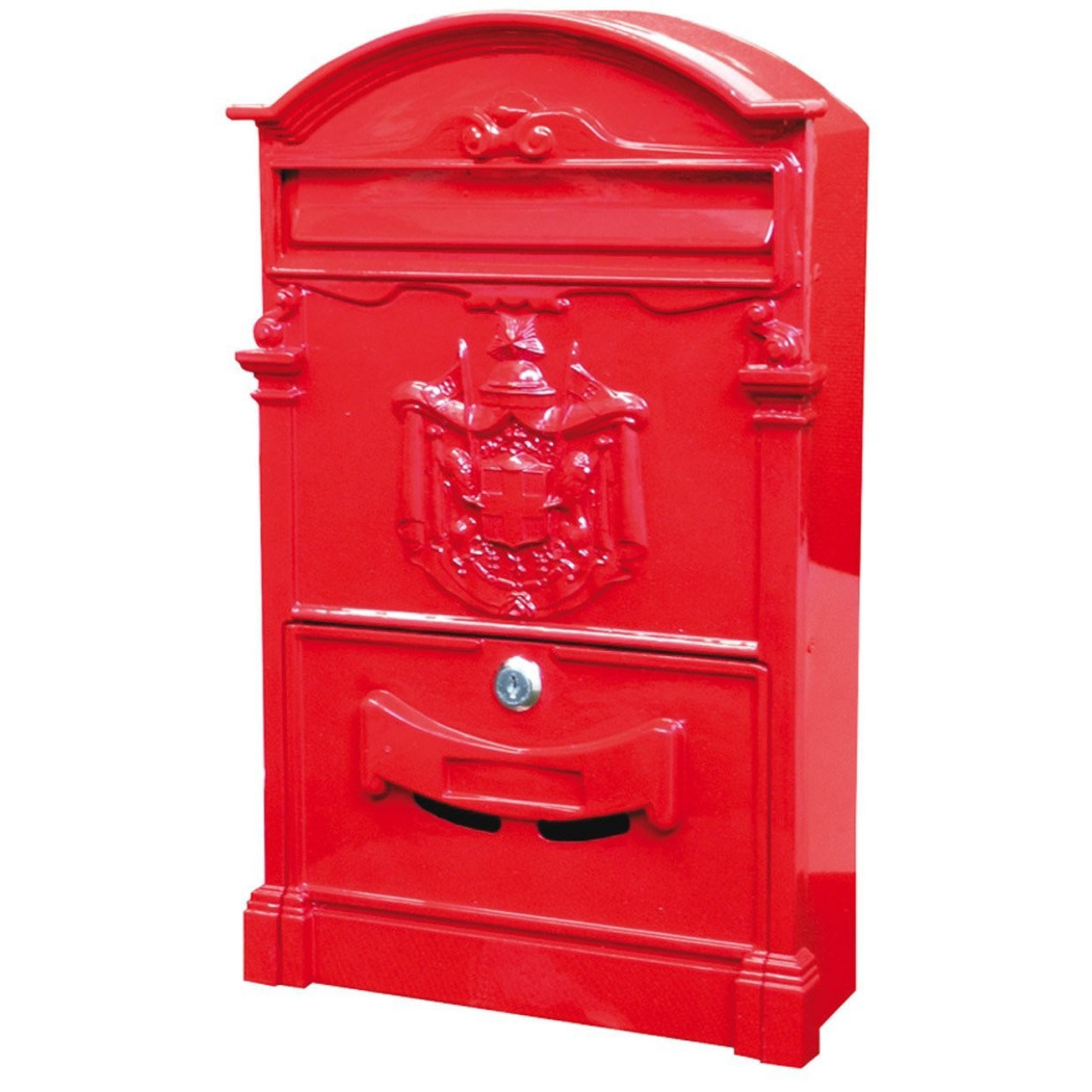 foto del prodotto trade shop cassetta postale buca lettere in stile antico classico in alluminio verniciato rosso