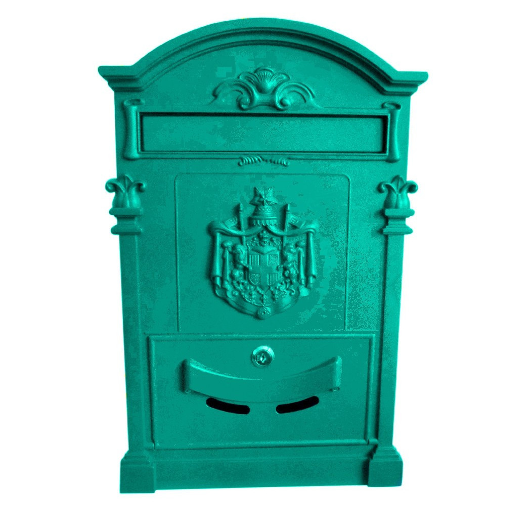 foto del prodotto trade shop cassetta postale buca lettere in stile antico classico in alluminio verniciato turchese