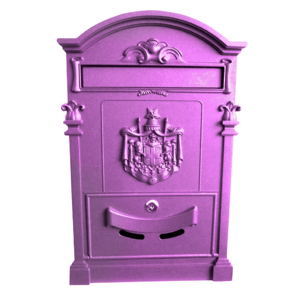 foto del prodotto trade shop cassetta postale buca lettere in stile antico classico in alluminio verniciato viola