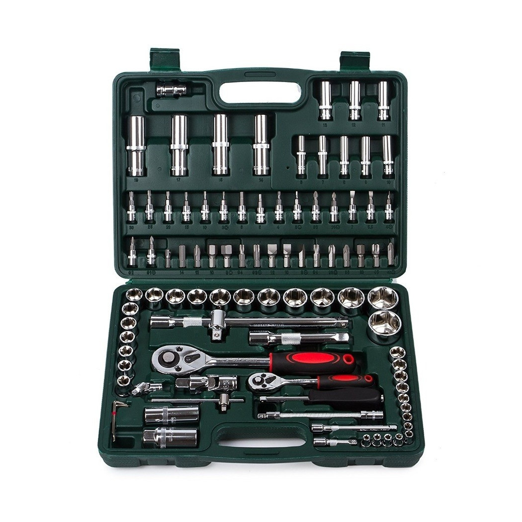 foto del prodotto trade shop - cassetta valigetta set cricchetto 94 pz kf-94 acciaio cromo vanadio 1 2 1 4 -