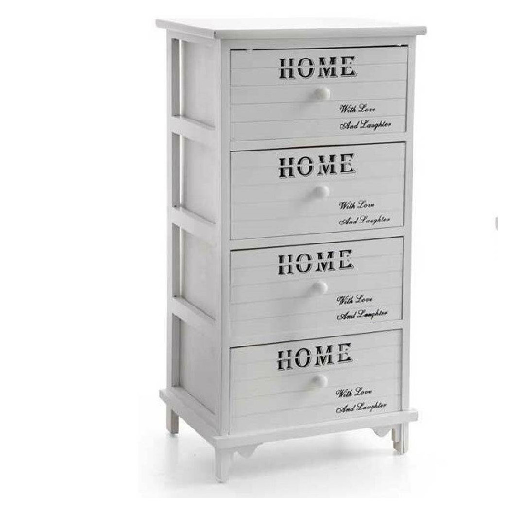 foto del prodotto trade shop cassettiera 4 cassetti 78x40x31cm comodino home bianco legno shabby multiuso 