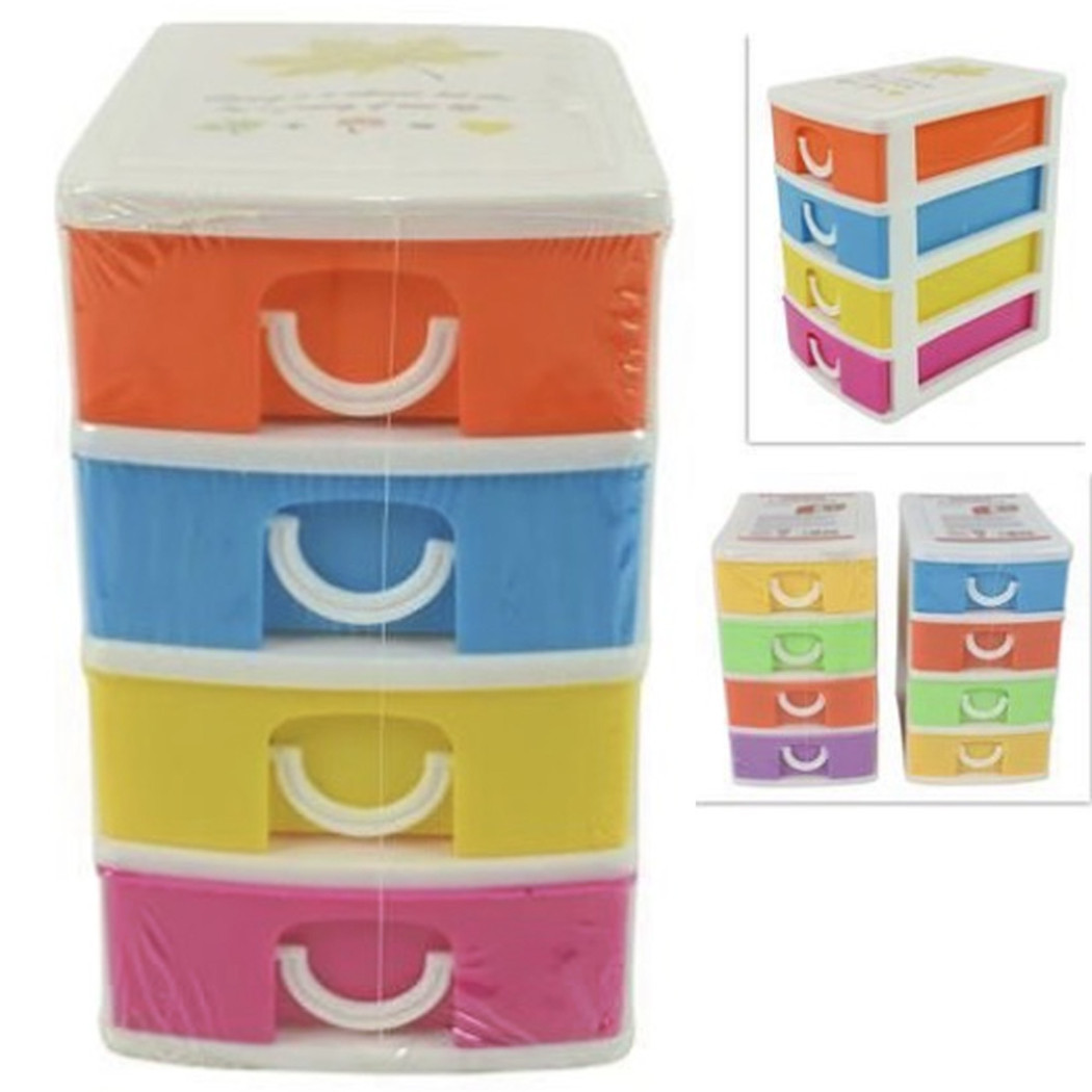 foto del prodotto trade shop cassettiera in plastica 4 cassetti contenitori 15x13x9cm porta oggetti multiuso 
