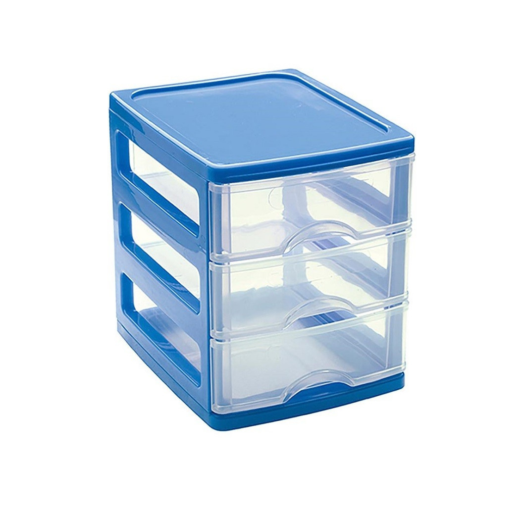 foto del prodotto trade shop cassettiera turia in plastica 3 cassetti 13.5x17x17cm in vari colori 11224g9 