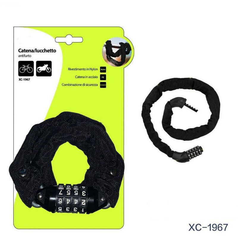 foto del prodotto trade shop catena lucchetto antifurto in acciaio rivestimento in nylon combinazione xc 1967 
