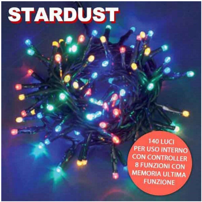 foto del prodotto trade shop catena luci natalizie 140 lucciole multicolor con controller 8 funzioni stardust 