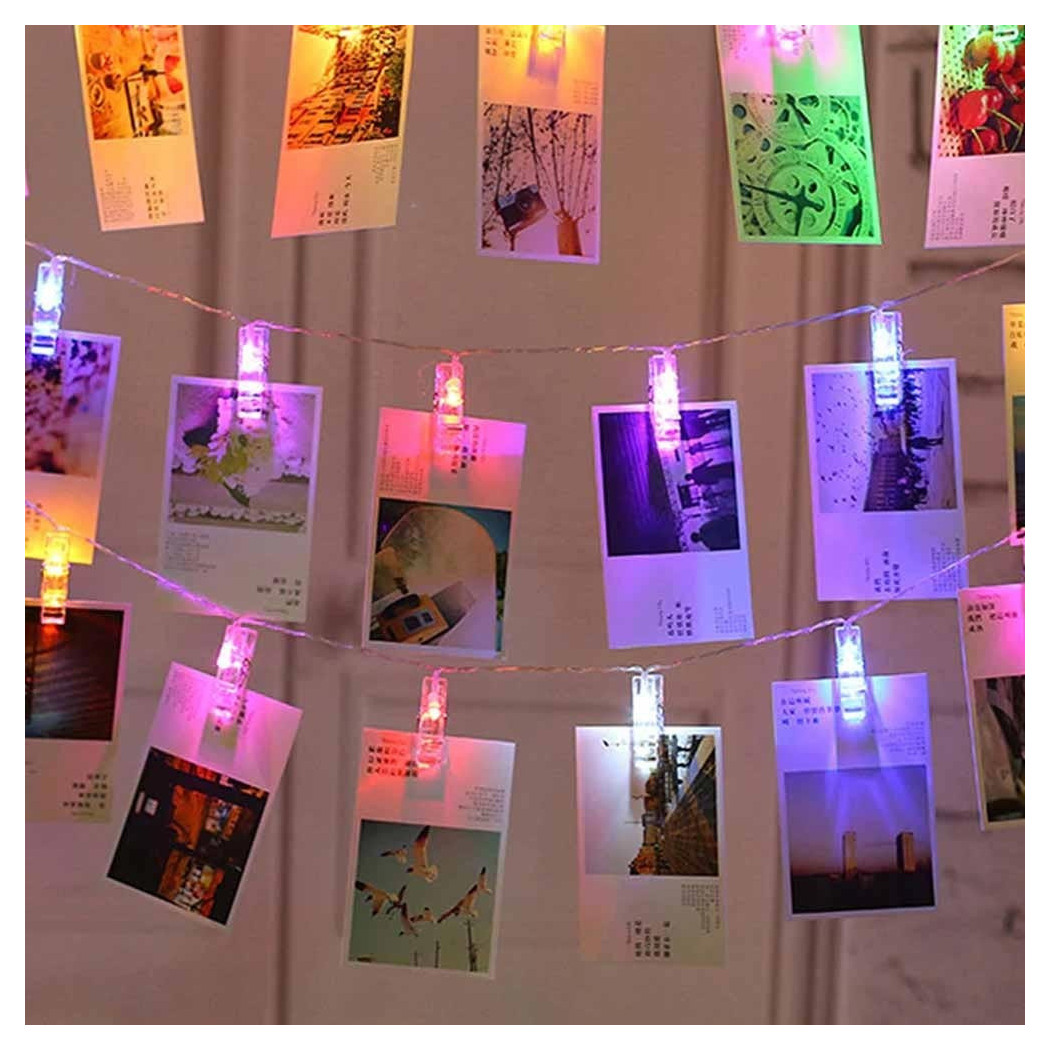 foto del prodotto trade shop catena luminosa 10 mollette led ghirlanda stringa per appendere foto multicolor 